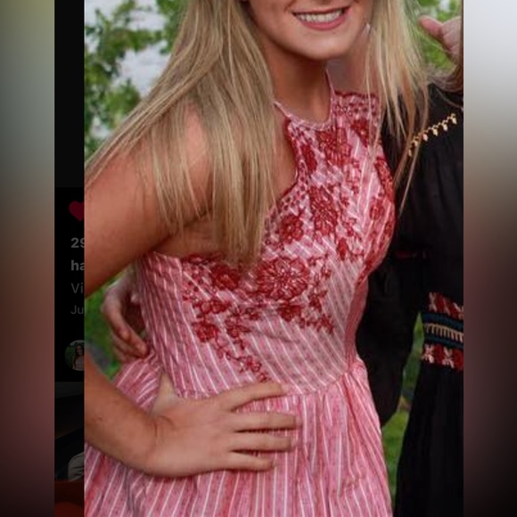 Charlotte Russe Pink Halter Dress with Floral Embroidery - Picture 2 of 8